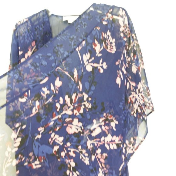 Motherhood Maternity‎ Top Womens Blue Floral Kimono Open Front Sheer - Picture 2 of 8